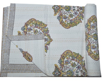 Indian Handmade Kantha quilt Bedspread Bedcover Quilt Kantha quilt coverlet vintage handmade Queen size
