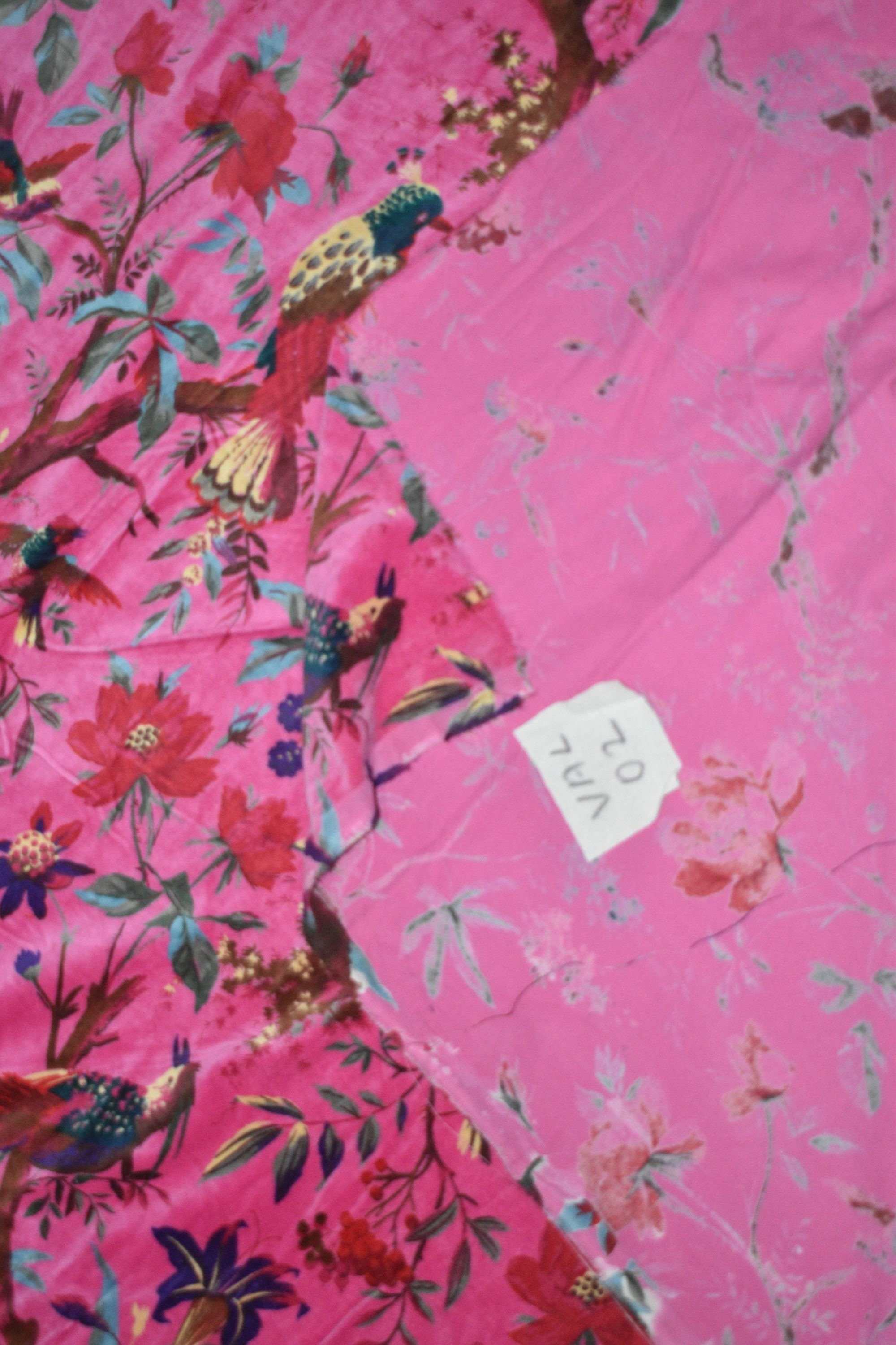 Pink Bird printed velvet fabric velvet fabric by yard cotton Etsy