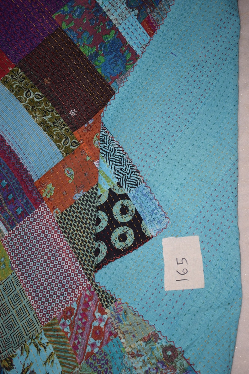 Indian Handmade Kantha quilt Bedspread Bedcover Quilt Kantha quilt coverlet vintage handmade Queen size 165