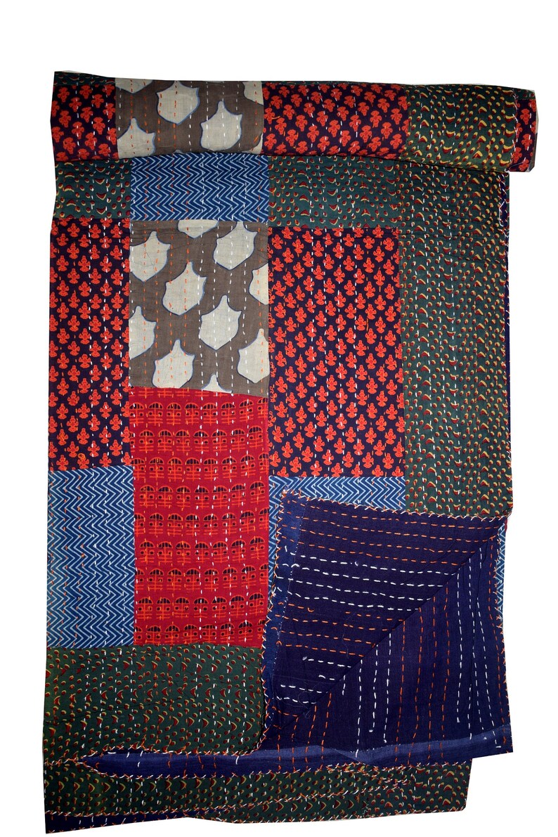 Indian Throw Kantha Quilt Indian Handmade 100/% Cotton Bedspread Patchwork Quilt 191
