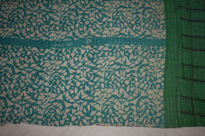 Vintage Bohemian Cotton Blanket Handmade Twin Size Indian Bedspread RL172 Traditional Hand Stitched Cotton Kantha Throw