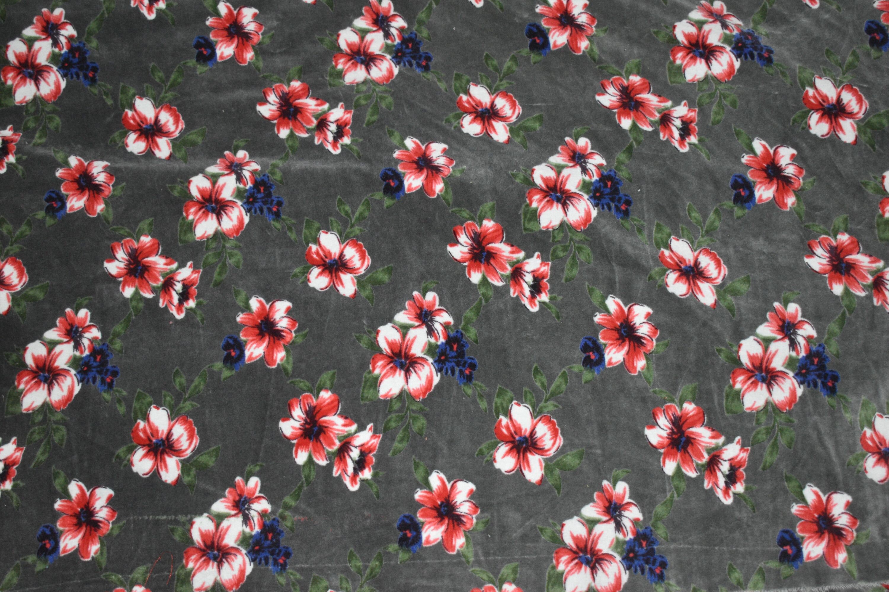 Flower printed velvet fabric velvet fabric by yard cotton Etsy