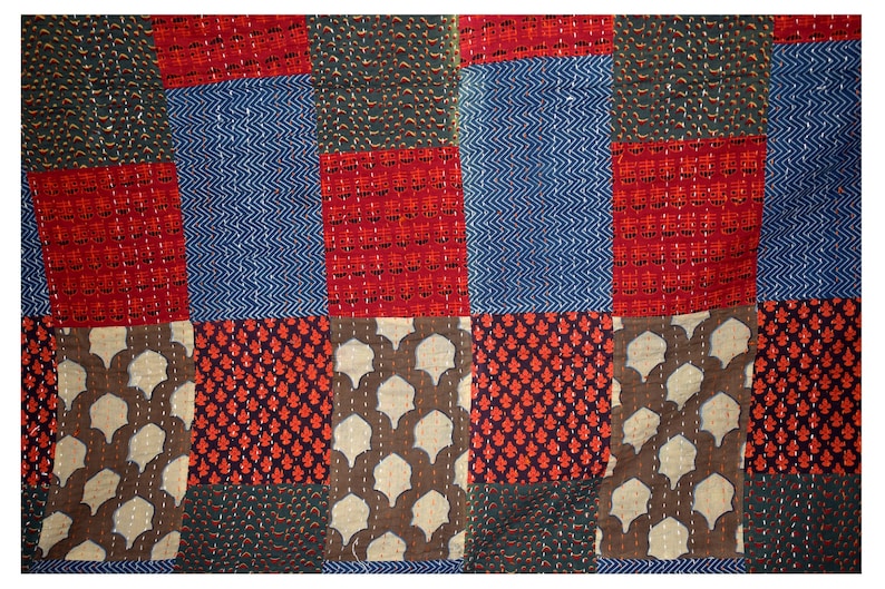 Indian Throw Kantha Quilt Indian Handmade 100/% Cotton Bedspread Patchwork Quilt 191