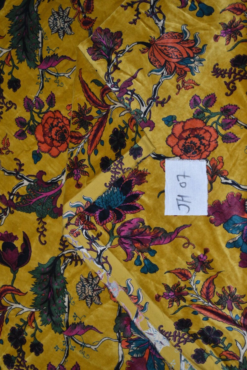 Velvet Fabric Floral Velvet Fabric Indian Fabric Printed Etsy