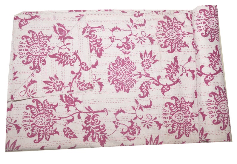 Bohemian Boho Abstract Block Printed Vintage Kantha quilts Hand Stitched Quilt Coverlet Single Size 100/% Indian Cotton