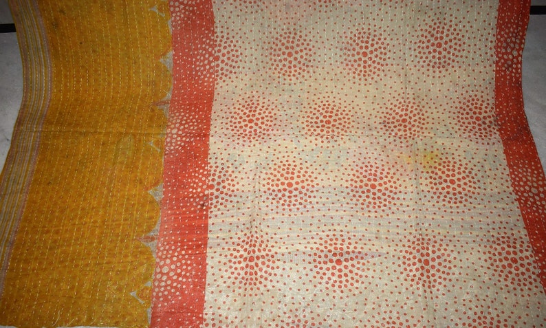 Kantha Embroidered Reversible Quilt Vintage Quilt Indian Gudari Kantha Handmade Kantha Bedding BedspreadRL259