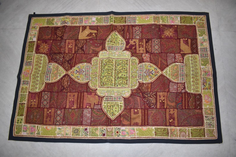 Indian Embroidered Wall Tapestry, Patchwork Tapestry, Vintage