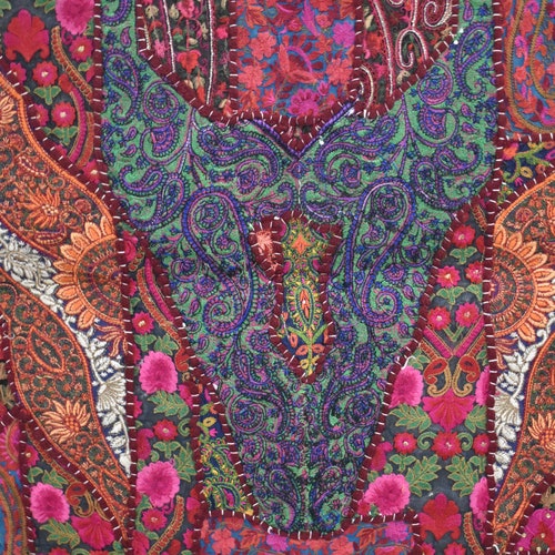 Bohemian Hand Embroidered Patchwork Wall Hanging Handmade shops Vintage Gypsy Tapestry , JHHI 08