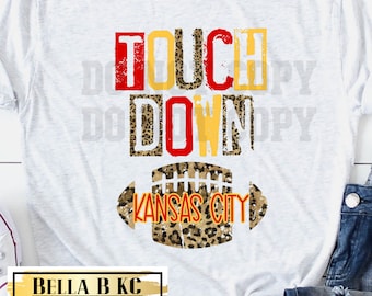 Leopard Kansas City Touchdown on WHITE - Kansas City Shirt, Kansas City Football Shirt, Retro, Kansas City Gift for Men and Women