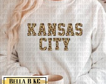 Leopard Kansas City on WHITE - Kansas City Shirt, Kansas City Football Shirt, Retro, Kansas City Gift for Men and Women