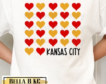 Kansas City Mixed Hearts on WHITE - Kansas City Shirt, Kansas City Football Shirt, Retro, Kansas City Gift for Men and Women