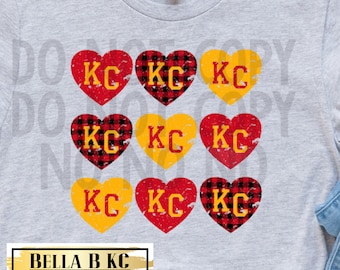 KC Multi Plaid Hearts - Kansas City Shirt, Kansas City Football Shirt, Retro, Kansas City Gift for Men and Women
