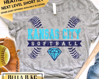Kansas City KC Softball Diamonds on Multiple Shirt Options