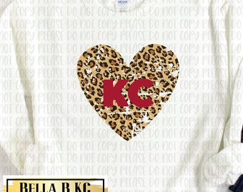 KC Leopard Heart on WHITE - Kansas City Shirt, Kansas City Football Shirt, Retro, Kansas City Gift for Men and Women