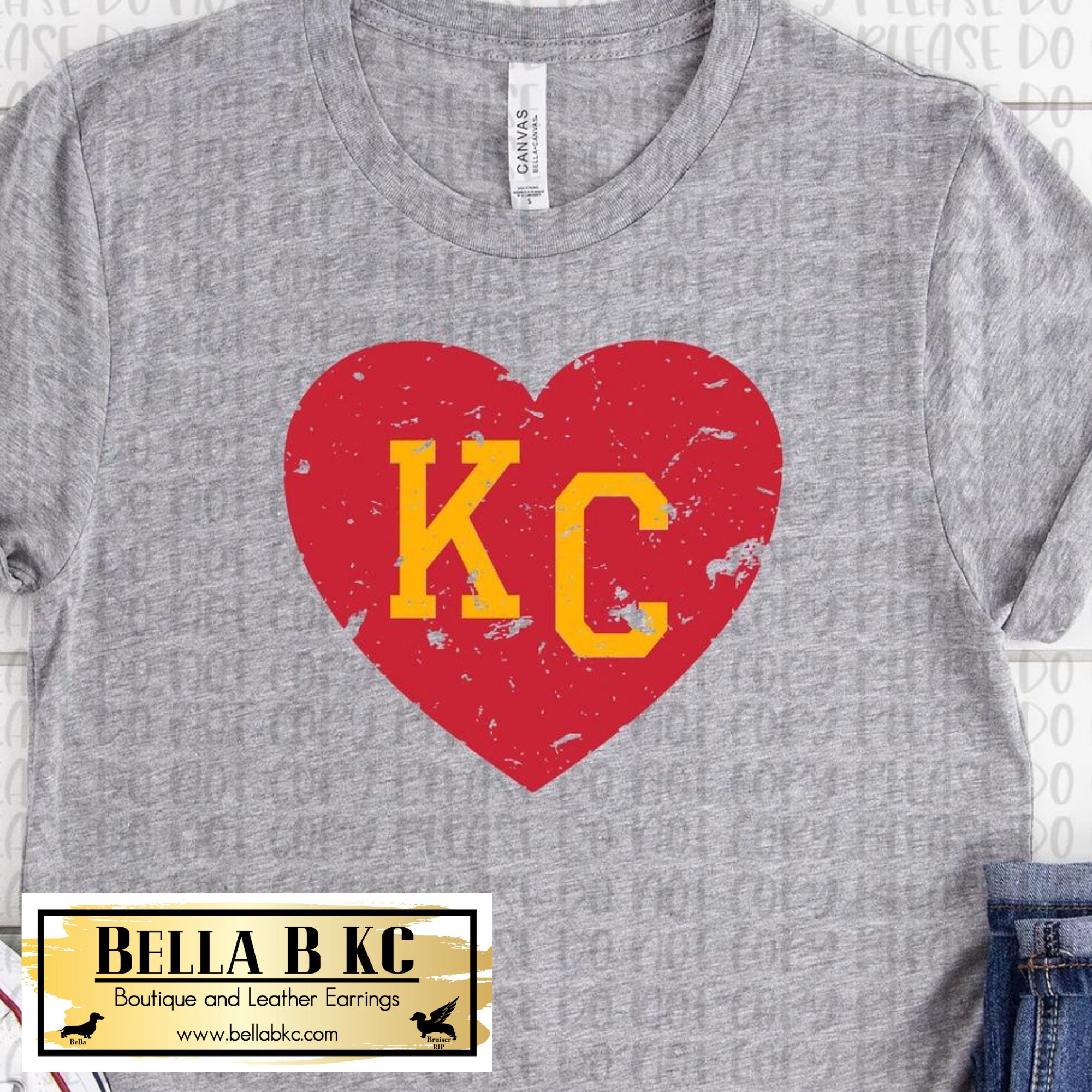 BellaBKC KC Red Heart - Kansas City Shirt, Kansas City Football Shirt, Retro, Kansas City Gift for Men and Women