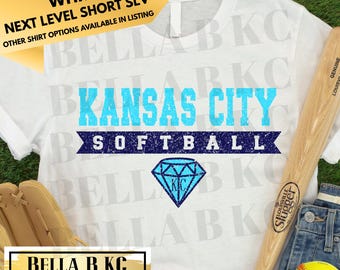 Kansas City KC Softball Diamonds on Multiple Shirt Options - Toddler 2T-Adult 3X