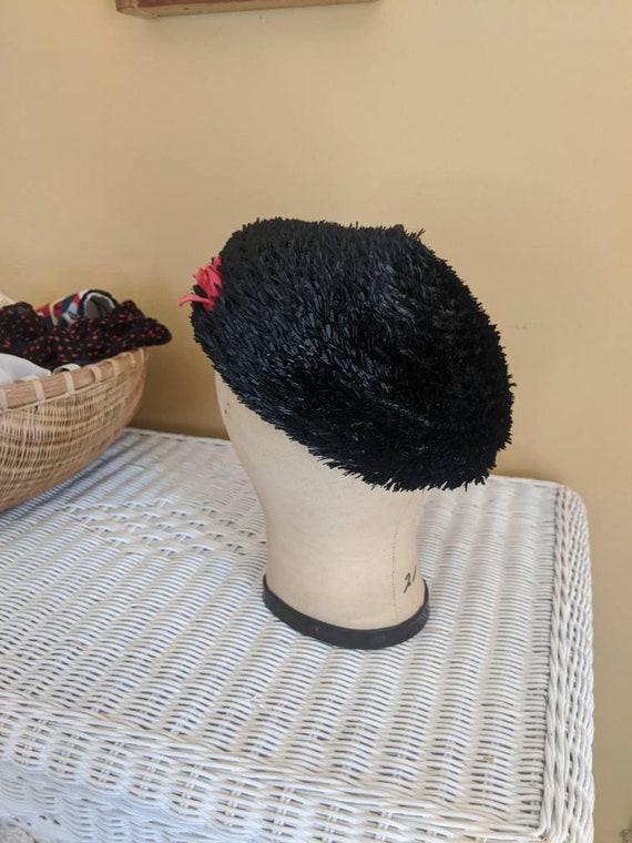 Vintage Christine Original Black Pillbox Feather … - image 4