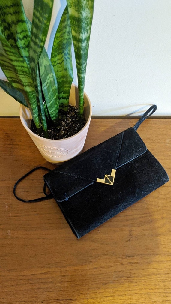 Vintage black winter purse with decorative clasp