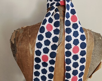 Vintage Red, White & Blue Polka Dot Scarf | Patriotic Neck Scarf | Purse Scarf