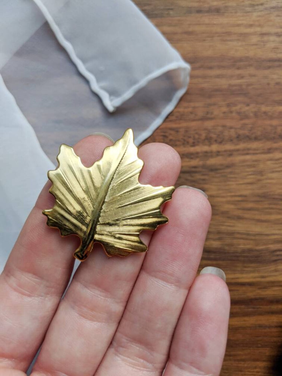 Thin Gold Metal Maple Leaf Pin Etsy