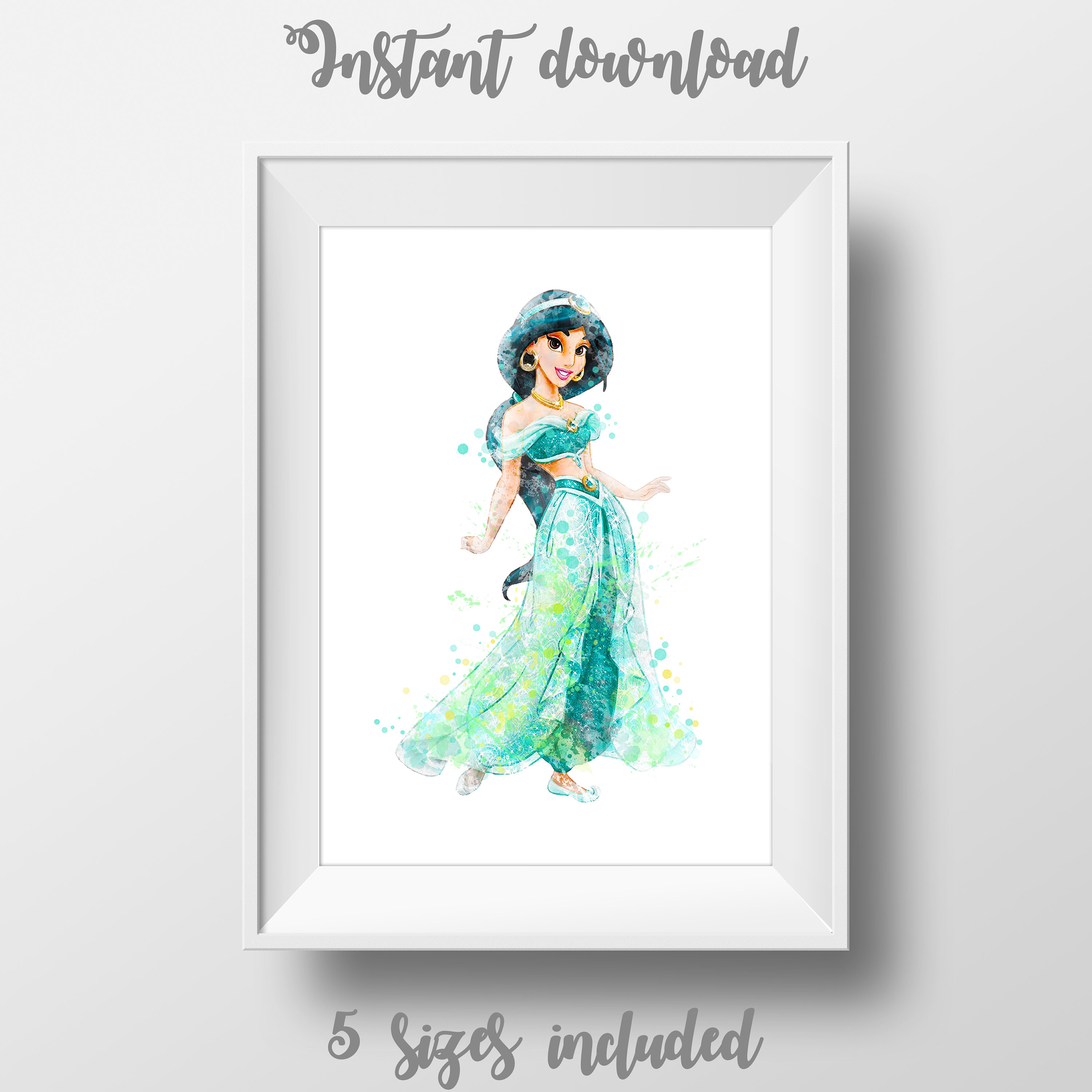 Disney Jasmine Poster Princess Jasmine Watercolor Art Print Etsy