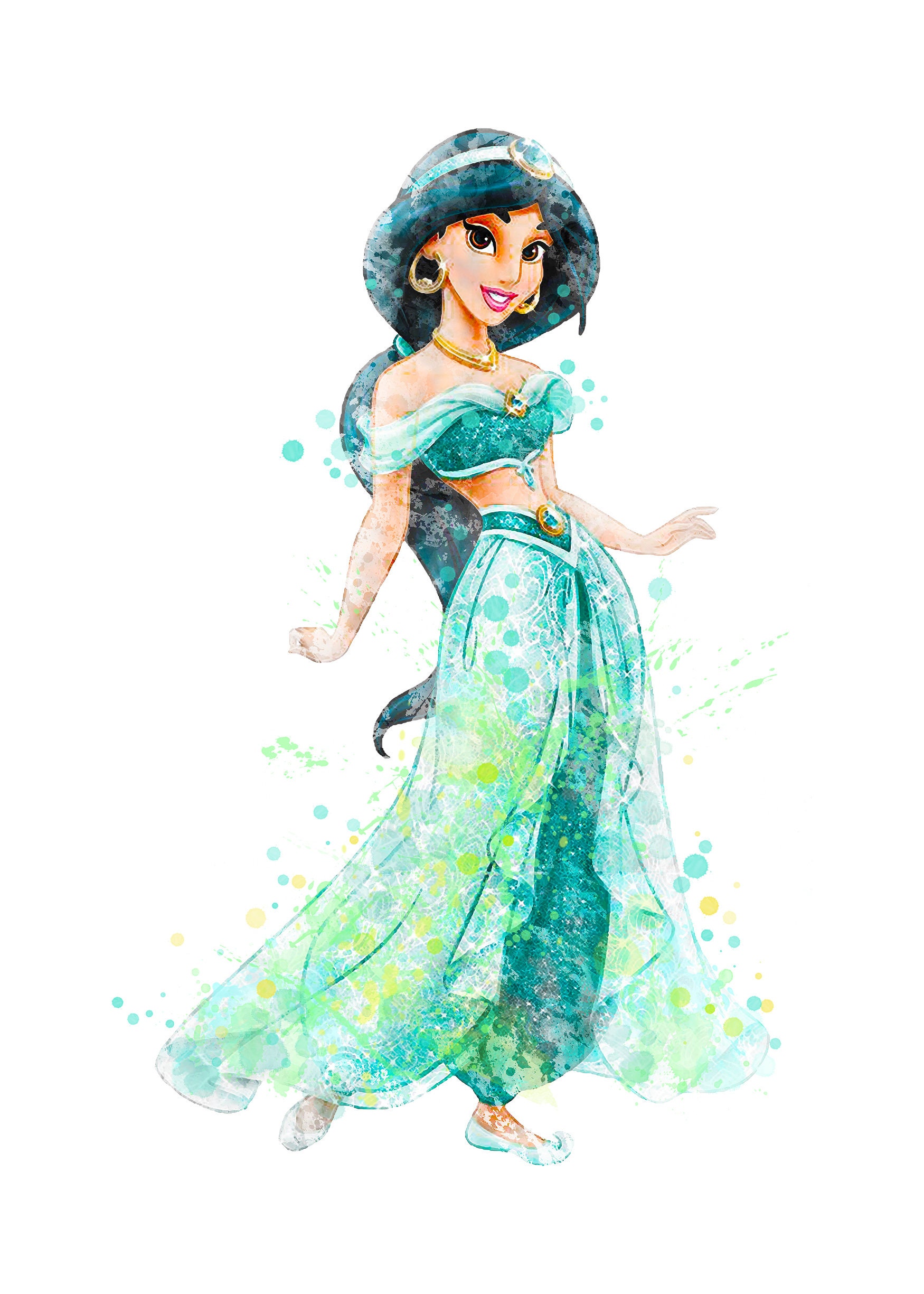 Disney Jasmine Poster Princess Jasmine Watercolor Art Print Etsy