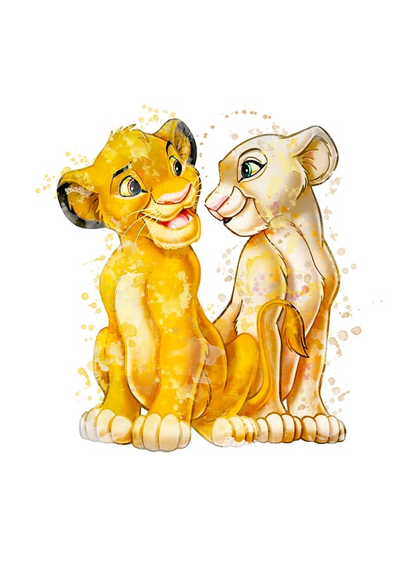 Simba And Nala Watercolor Poster Print The Lion King Print Etsy