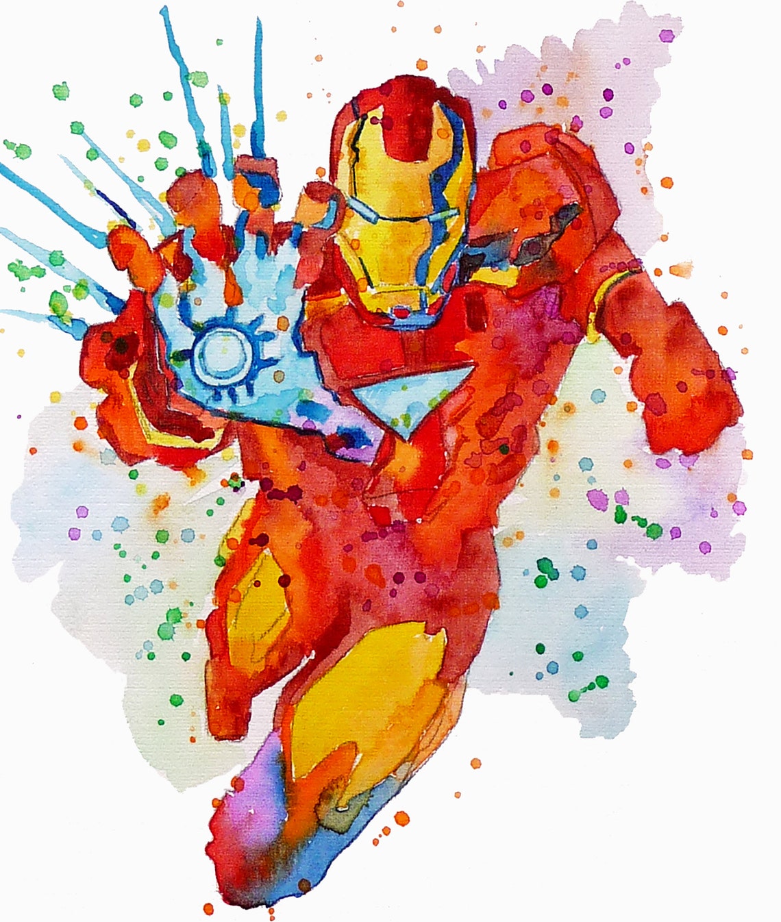 Iron Man Art Watercolor Print Superhero Ironman Gifts Avengers | Etsy