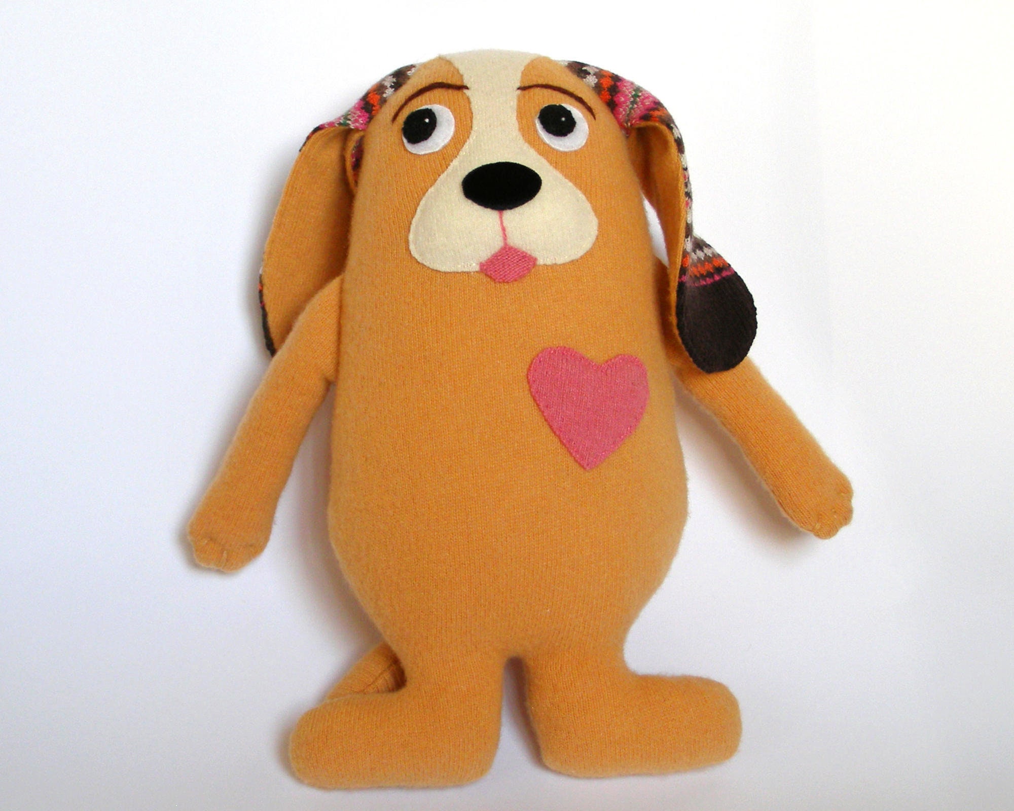 Orange puppy dog stuffed animal Fair isle dog art sympathy Etsy