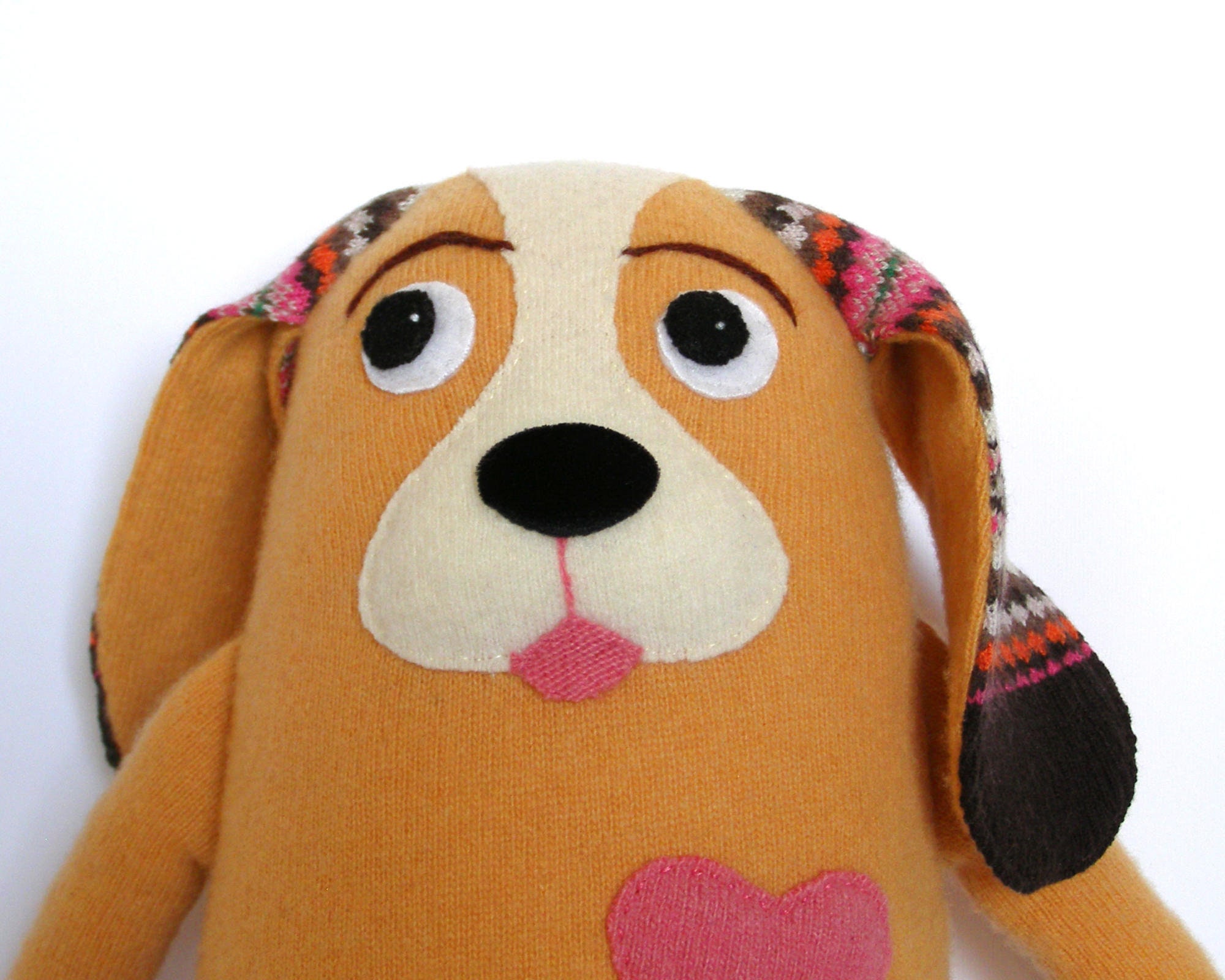 Orange puppy dog stuffed animal Fair isle dog art sympathy Etsy