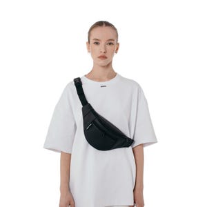 Sac banane en cuir écologique noir pour femmes, adolescents, hommes, sac banane de voyage à bandoulière, sac banane, sac à bandoulière en cuir, cadeaux mère fille