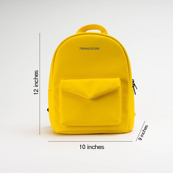 yellow leather backpack