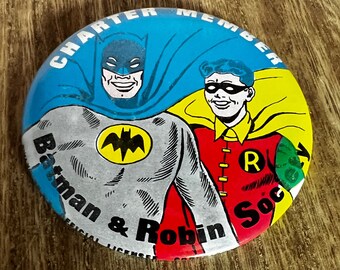 Vintage 1966 Batman & Robin Society Charter Member Pinback Button