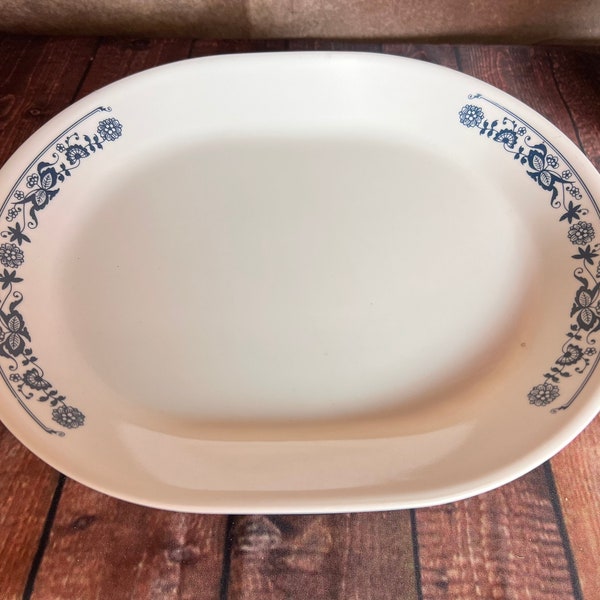 Vintage Corelleware 12” Serving Platter - “Old Town Blue”