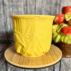 Vintage McCoy 1940s Art Pottery Yellow Ceramic Lily Flower Pot