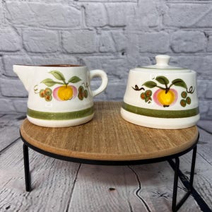 Vintage Stangl “Apple Delight” Sugar Bowl and Creamer Set