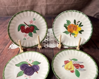 Vintage 1950s Blue Ridge Southern Potteries Set of 4 Salad Plates - “County Fair”