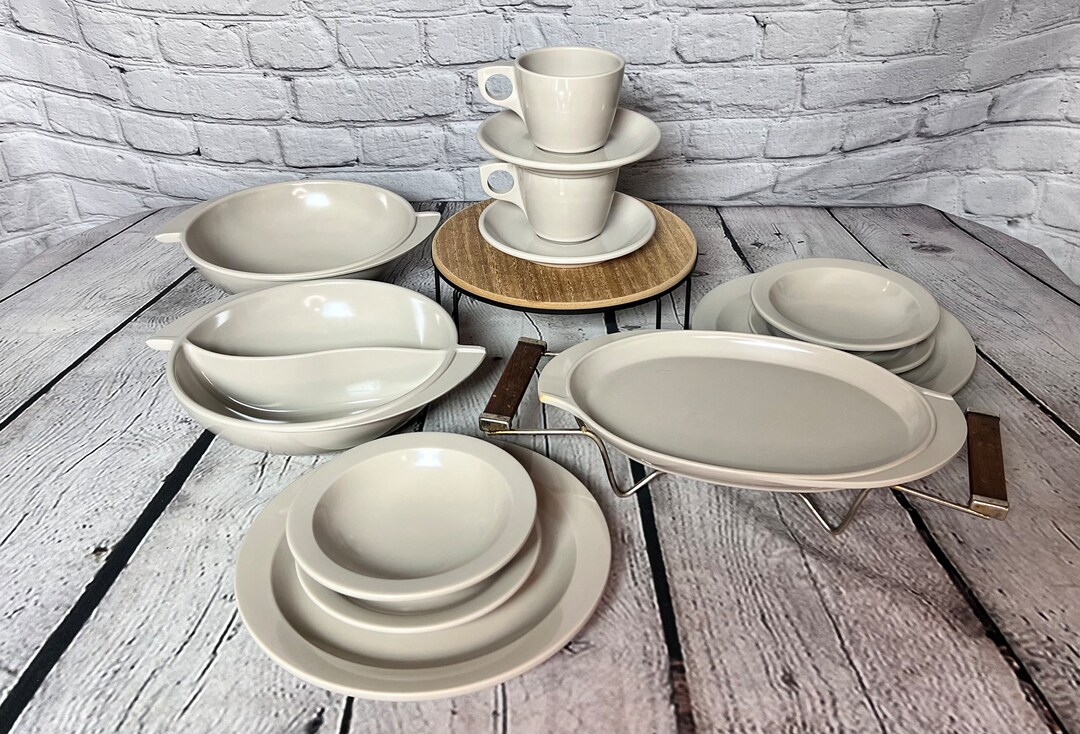 Vintage Gray Boontonware Dishware Set Etsy