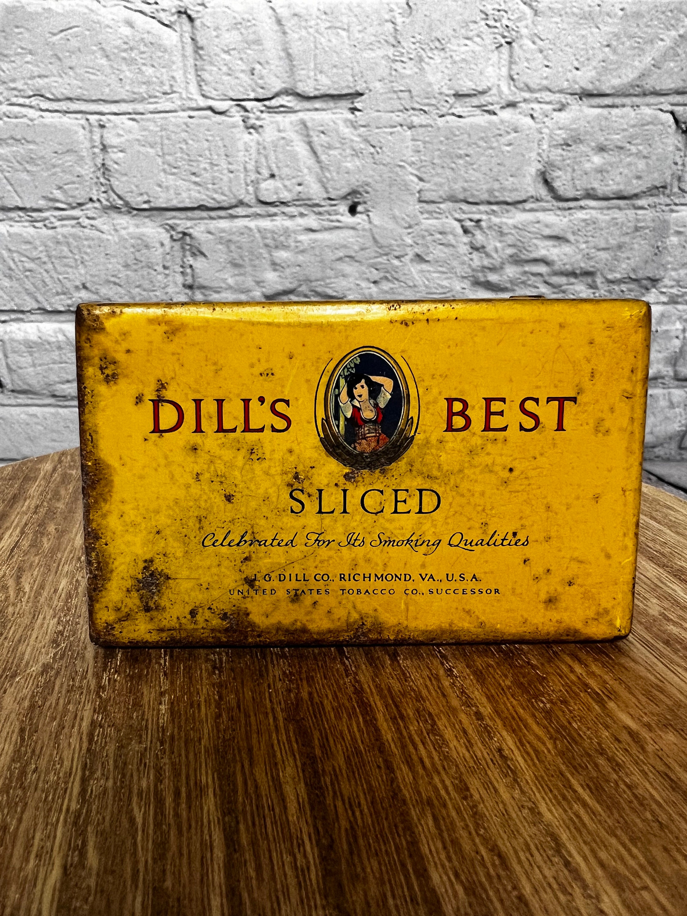 Vintage 1930s Dills Sliced Tobacco Tin, Advertising Collectible
