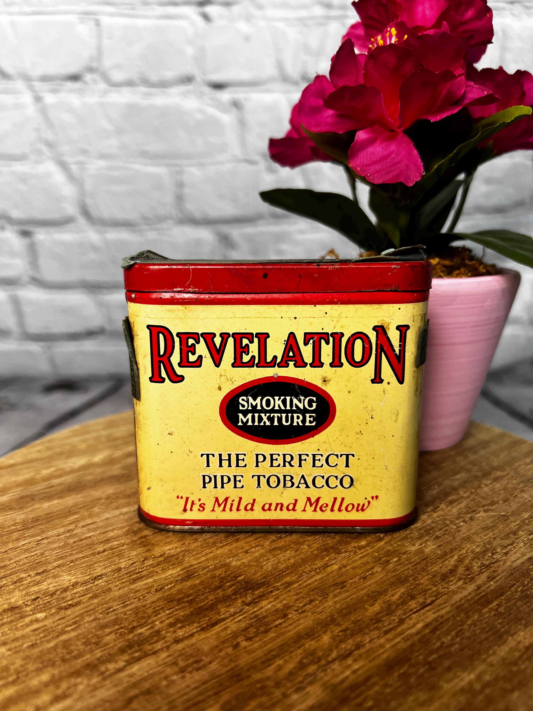 Vintage 1950s Revelation Tobacco Tin W/tax Stamp