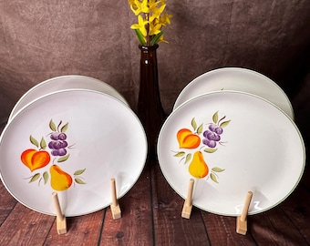Vintage 1960s Set of 4 Salem China Dinner Plates - “Vintage Fruit”