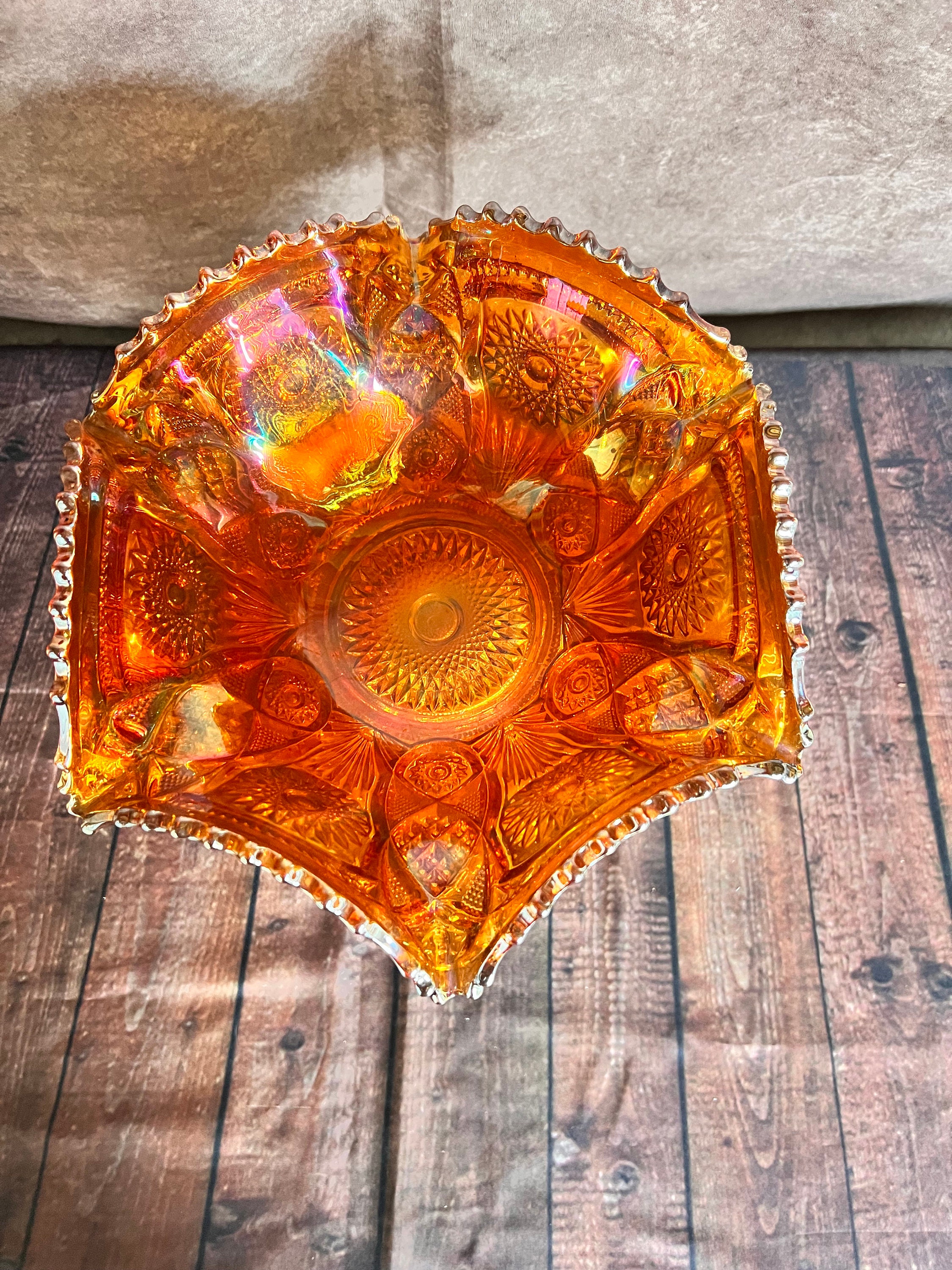 Vintage Marigold Carnival by Imperial Glass Punch Bowl With Base Etsy