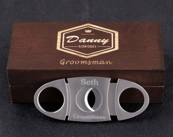 Groomsmen Gifts, Personalized Cigar Cutter, Best Man Gift, Groom Gift, Engraved Cigar Cutter, Silver Cigar Cutter, Cigar Gift For Him