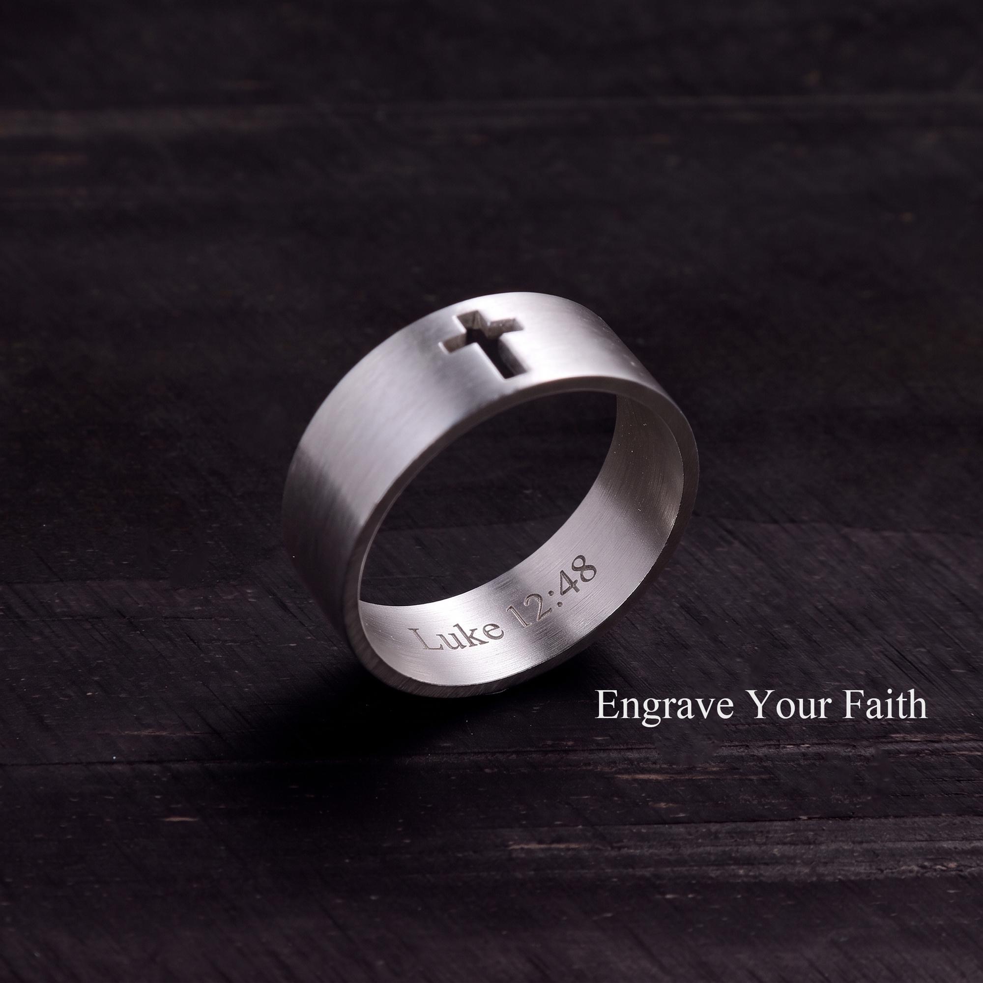 Engraved Cross Inside Ring - Etsy