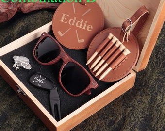 Groomsmen Gift Sunglasses Set, Custom Engraved Golf Repair Tool for Wedding Party, Best Personalized Gift for Golfer Officant Grooms man