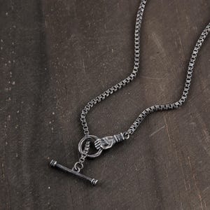 Cadena de caja para hombre, plata esterlina, cierre de palanca manual, collar cuadrado unisex para mujer.