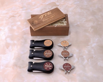 Groomsmen Gift Golf Ball Marker Set Engraved Divot Tool Personalized Hat Clip Company Logo Gift Best Man Gift Wedding Usher Proposal