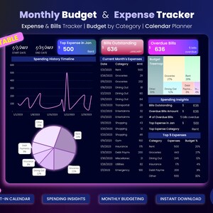 Monthly Budget & Expense Tracker: Excel Spreadsheet (Digital Download)