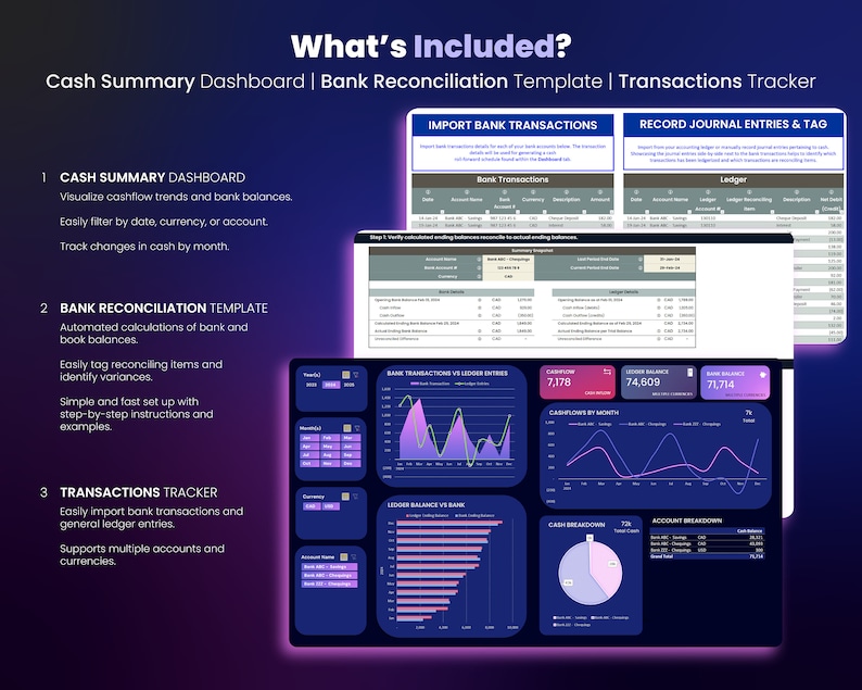 Automated Bank Reconciliation Excel Template: Cash Flow Dashboard Automated Bank Reconciliation Excel Template: Cash Flow Dashboard