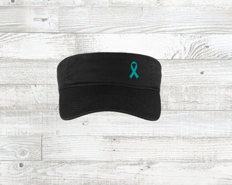 Ovarian Cancer Awareness Visor, Teal Ribbon Hat, Ovarian Cancer Support Gift, Fight Ovarian Cancer, Ovarian Cancer Support Squad